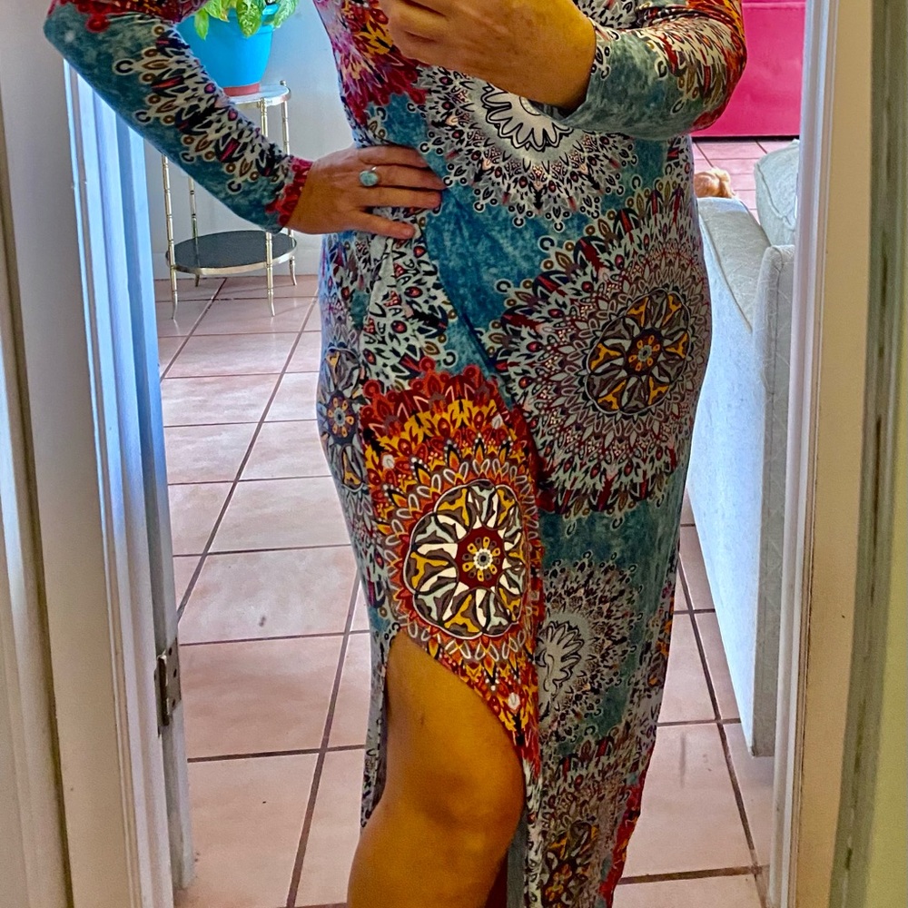 Soft Mandala Dress- long sleeves, back detail,